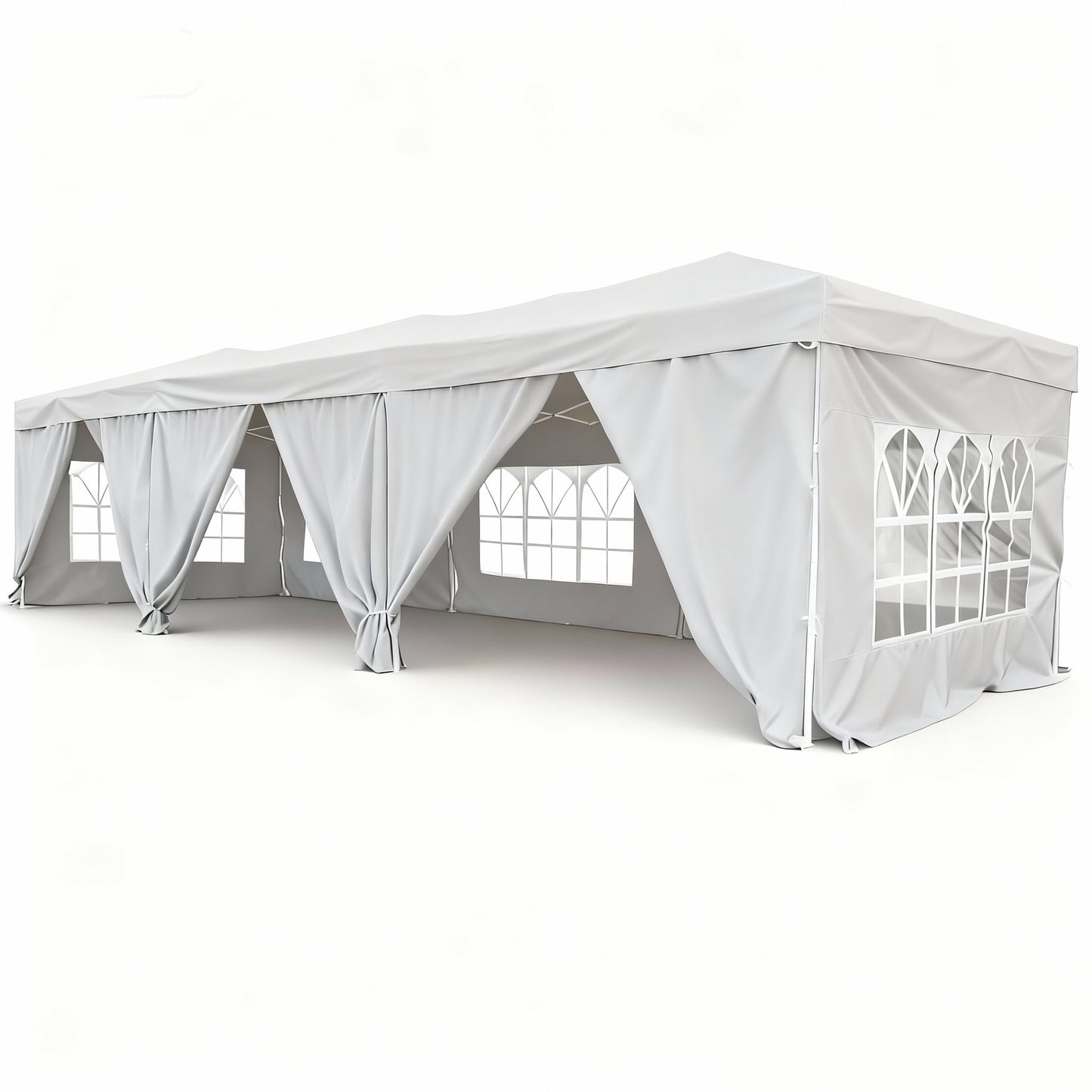 10 x 30 Ft Folding Gazebo Canopy Steel Frame Waterproof 420D Oxford PVC Outdoor Shelter - with Gray | Sold by Uncle Wiener's Wholesale