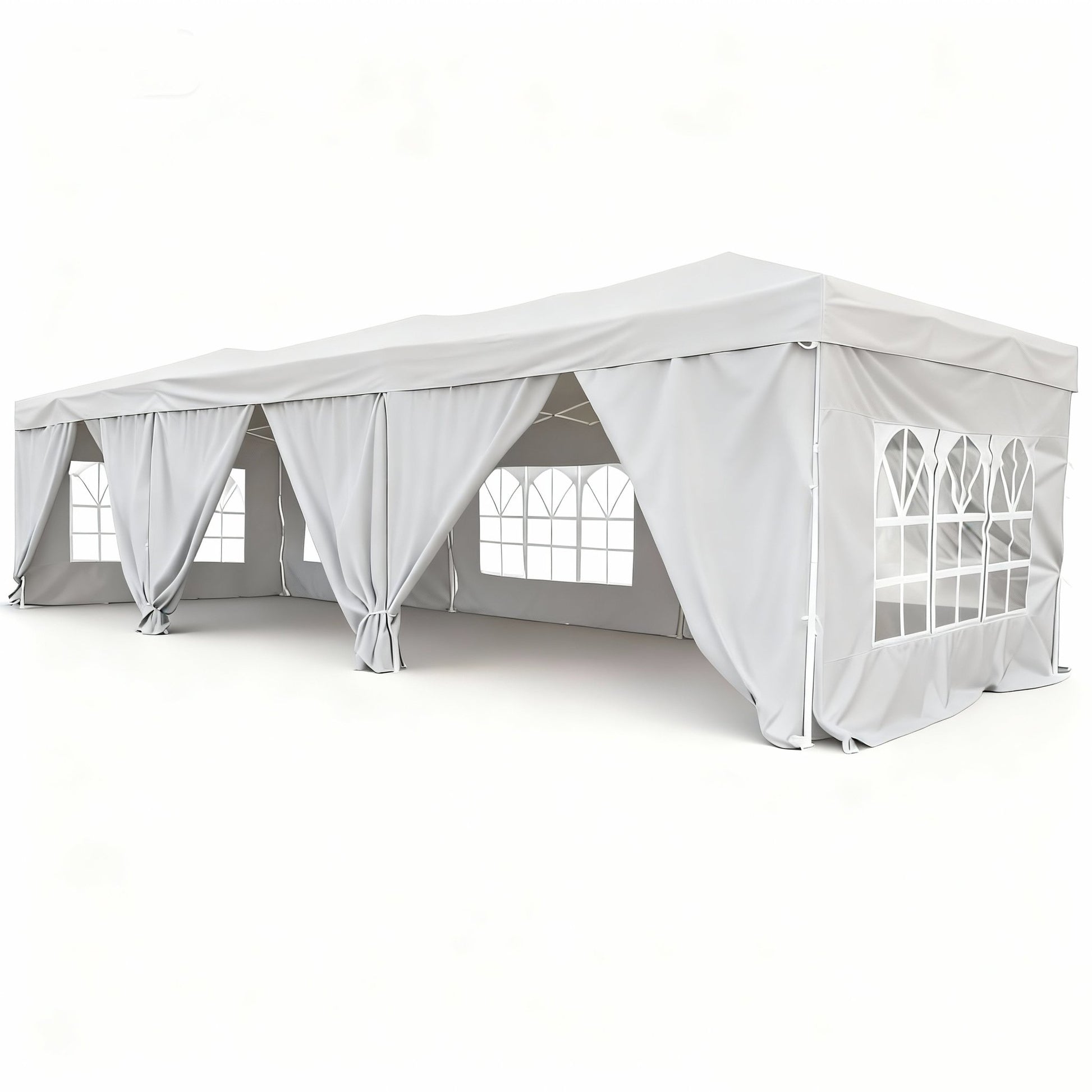 10 x 30 Ft Folding Gazebo Canopy Steel Frame Waterproof 420D Oxford PVC Outdoor Shelter - with Gray | Sold by Uncle Wiener's Wholesale