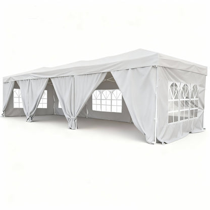 10 x 30 Ft Folding Gazebo Canopy Steel Frame Waterproof 420D Oxford PVC Outdoor Shelter - with Gray | Sold by Uncle Wiener's Wholesale