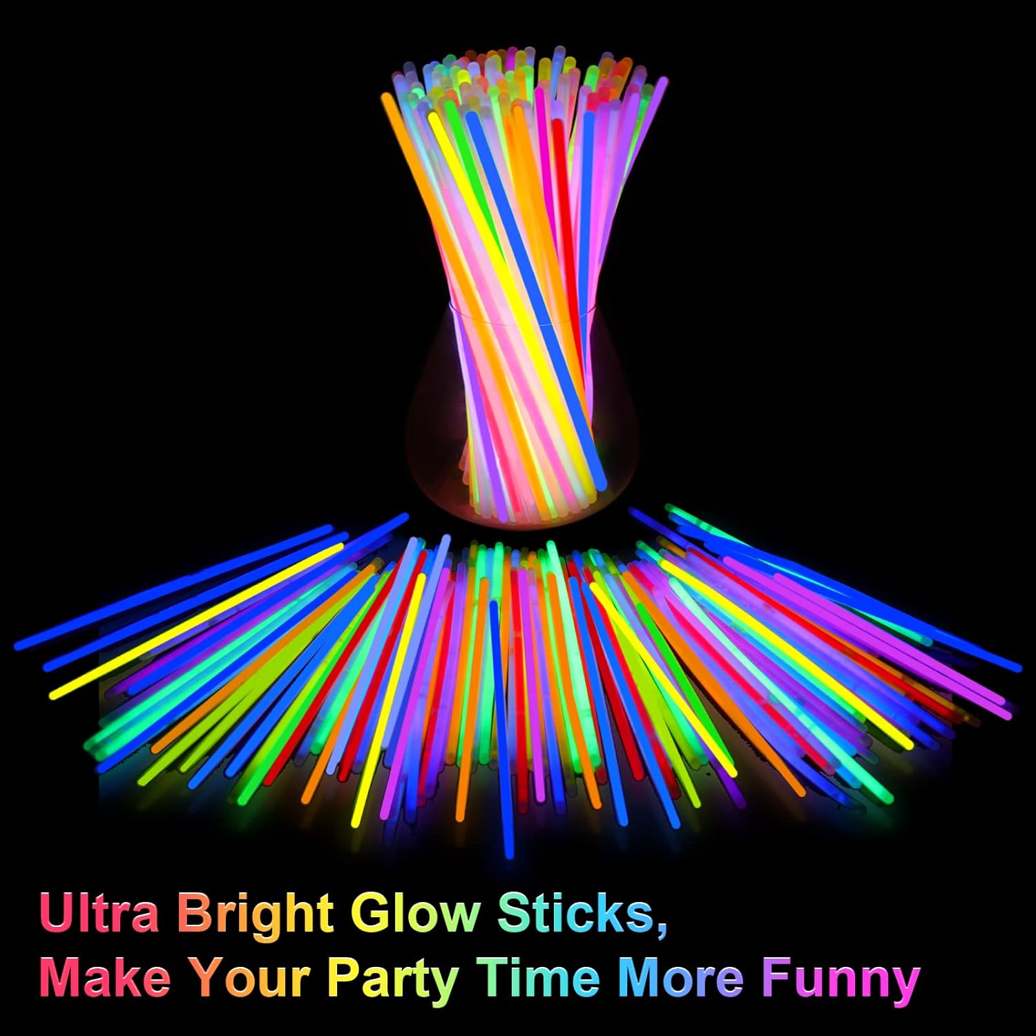 100 - Pack Glow Sticks – 8" Multicolor Party Light Sticks – JXGS100 - with | Sold by Uncle Wiener's Wholesale