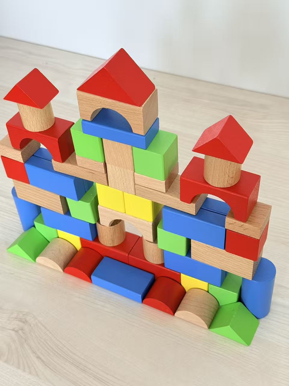 100-Piece Wooden Educational Building Blocks Set Kids Learning Toy Storage Bucket BLOCKS - with | Sold by Uncle Wiener's Wholesale