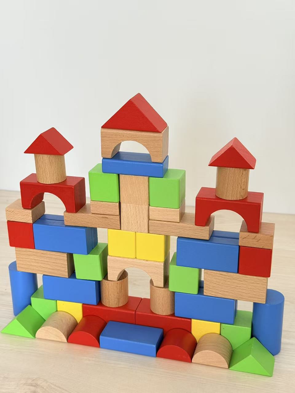 100-Piece Wooden Educational Building Blocks Set Kids Learning Toy Storage Bucket BLOCKS - with | Sold by Uncle Wiener's Wholesale