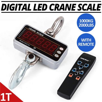1000KG Digital Crane Scale with Remote – Heavy - Duty Hanging Weight Scale | Industrial 1 Ton Capacity - with | Sold by Uncle Wiener's Wholesale