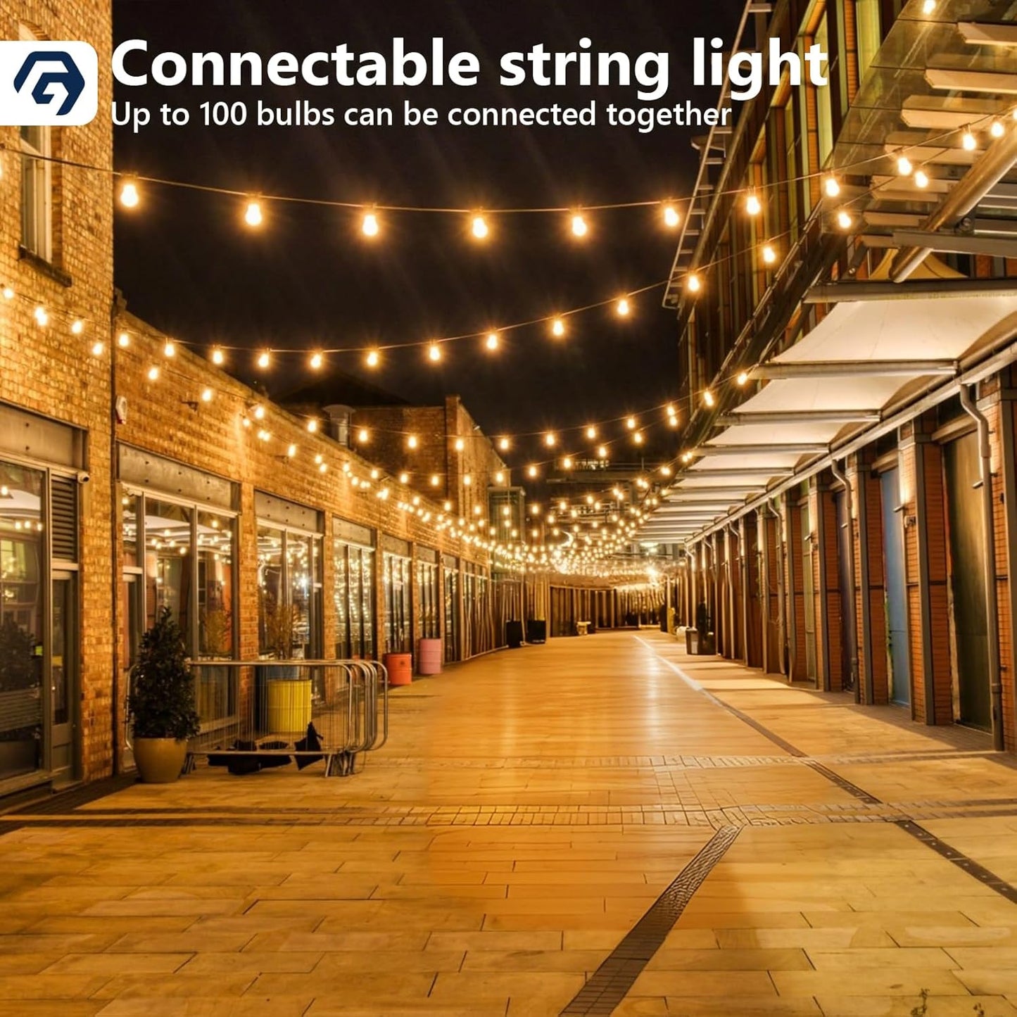 100FT Outdoor Edison String Lights – 62 ST38 Shatterproof LED Bulbs 2200K – JXED100 - with | Sold by Uncle Wiener's Wholesale