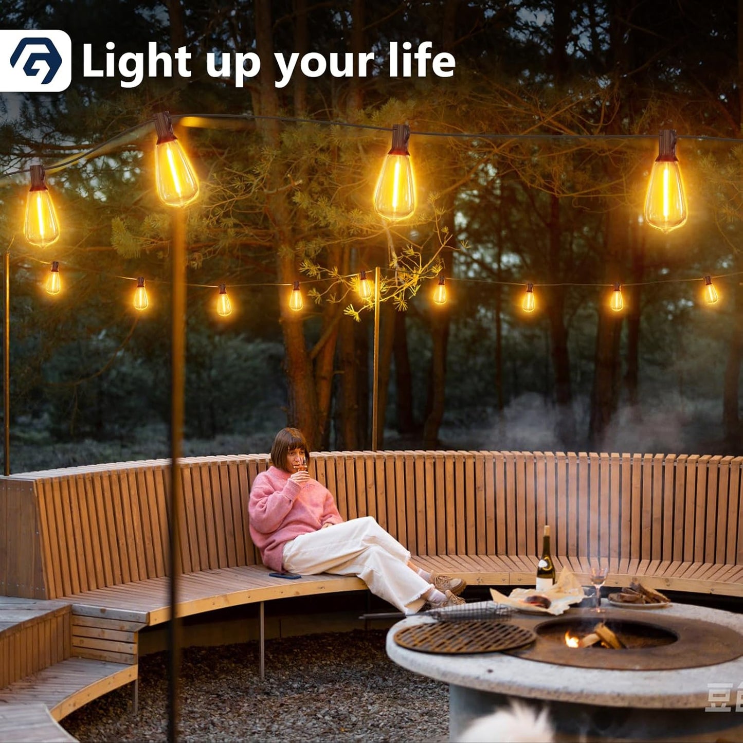 100FT Outdoor Edison String Lights – 62 ST38 Shatterproof LED Bulbs 2200K – JXED100 - with | Sold by Uncle Wiener's Wholesale