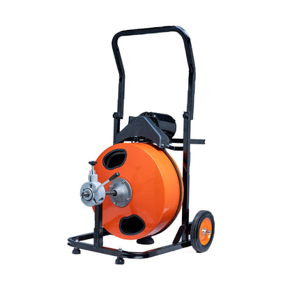 100FT x 1/2" Drain Cleaner Machine – Automatic Feed Sewer Snake with 4 Cutters & Foot Pedal – DCM10034A - with | Sold by Uncle Wiener's Wholesale