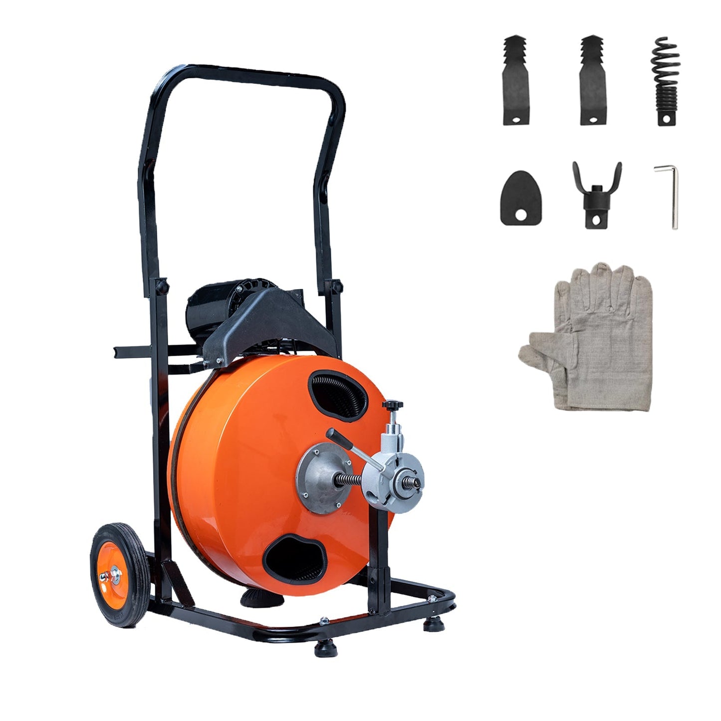 100FT x 1/2" Drain Cleaner Machine – Automatic Feed Sewer Snake with 4 Cutters & Foot Pedal – DCM10034A - with | Sold by Uncle Wiener's Wholesale