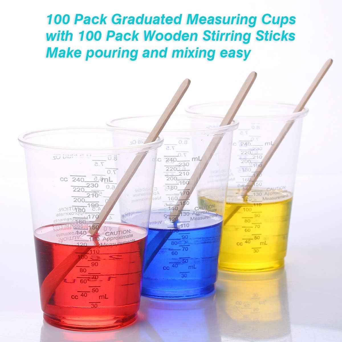 100PCS 8oz Measuring Cups with Stir Sticks Epoxy Paint Mixing Kit S1354 - with | Sold by Uncle Wiener's Wholesale