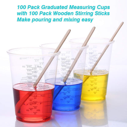 100PCS 8oz Measuring Cups with Stir Sticks Epoxy Paint Mixing Kit S1354 - with | Sold by Uncle Wiener's Wholesale