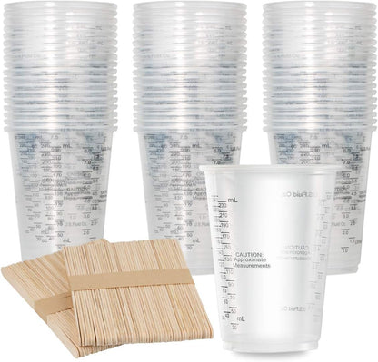 100PCS 8oz Measuring Cups with Stir Sticks Epoxy Paint Mixing Kit S1354 - with | Sold by Uncle Wiener's Wholesale