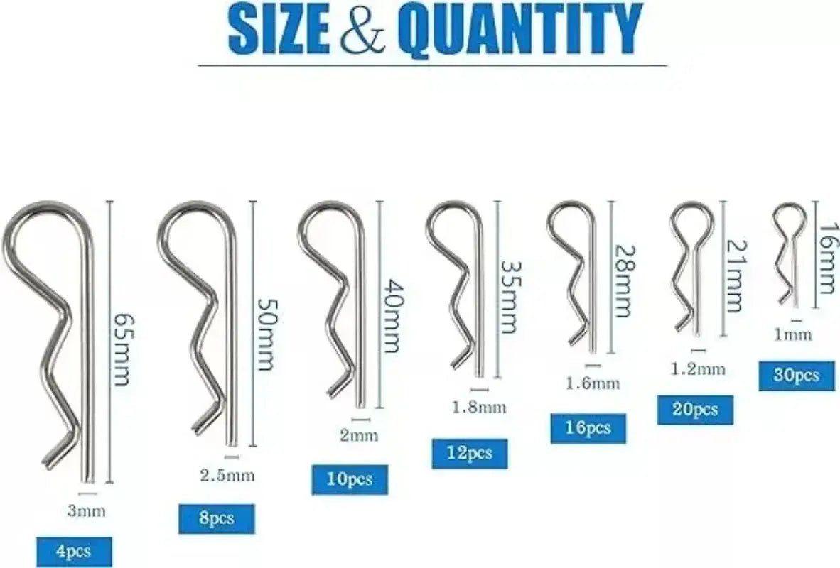 100pcs Stainless Steel Spring Cotter Pin Assortment FS090523 - with | Sold by Uncle Wiener's Wholesale