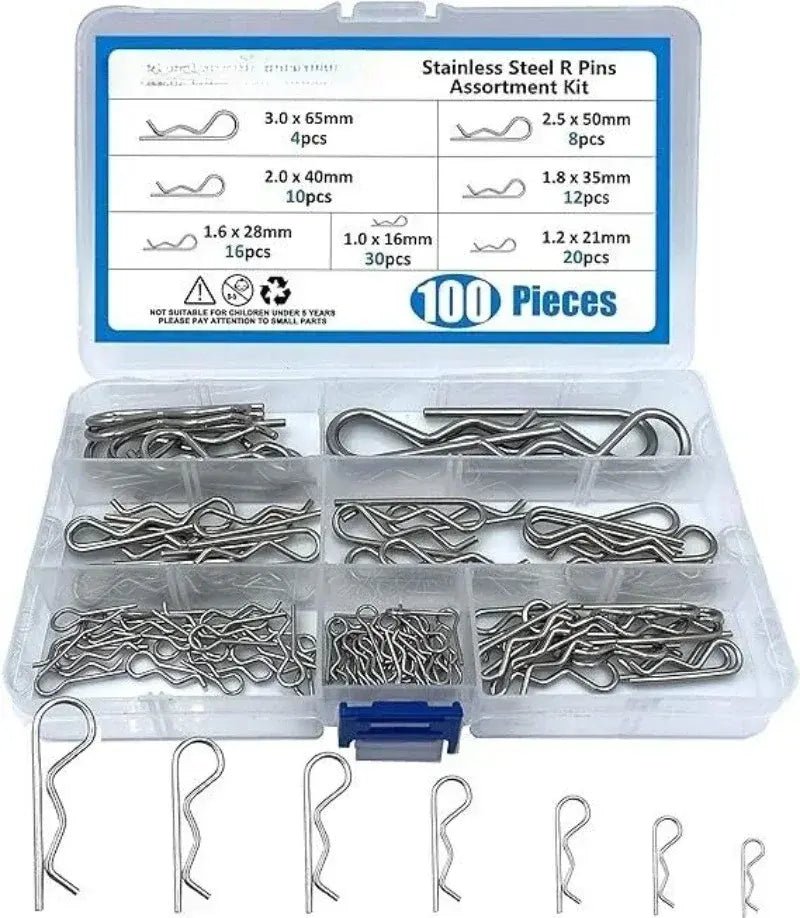 100pcs Stainless Steel Spring Cotter Pin Assortment FS090523 - with | Sold by Uncle Wiener's Wholesale