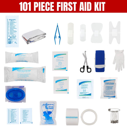 101 - Piece First Aid Kit, Compact Emergency Medical Supplies for Home, Travel, Car, Camping & Workplace Safety FA101PB - with | Sold by Uncle Wiener's Wholesale