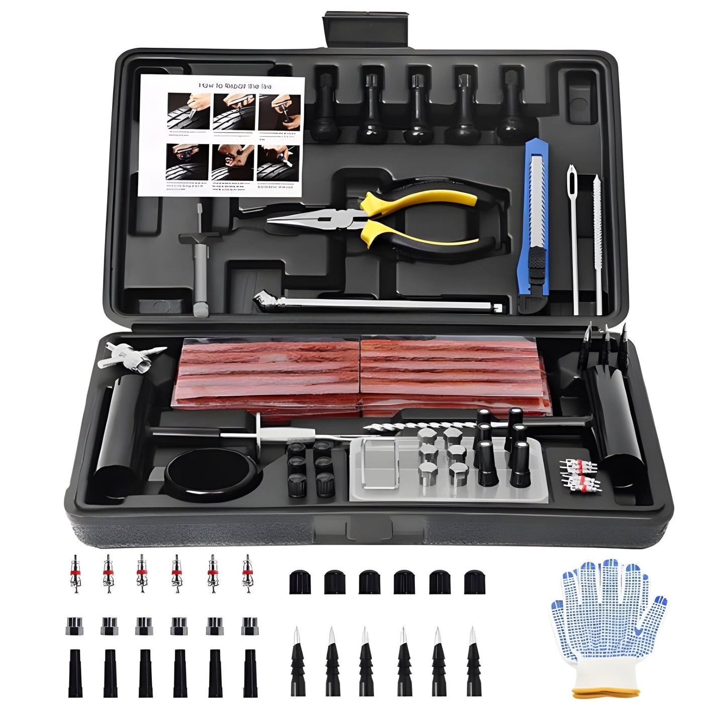 102 Piece Tire Plug Repair Tool Kit Heavy Duty Tubeless Tire Puncture Fix Set TPK0102 - with | Sold by Uncle Wiener's Wholesale