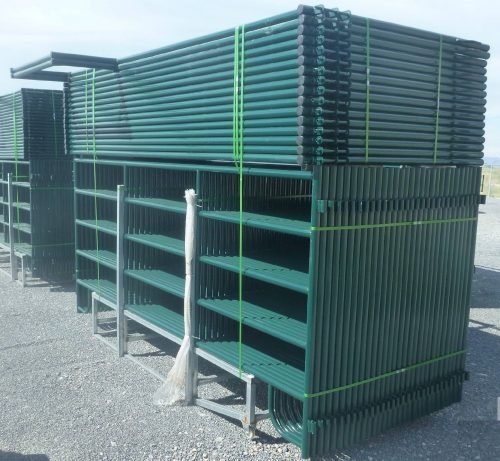 Heavy-duty horse and cattle fencing system – close-up of steel panels