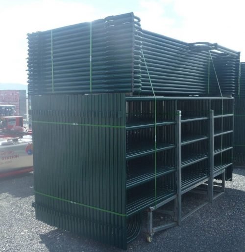 12FT livestock fencing panels stacked vertically for transportation