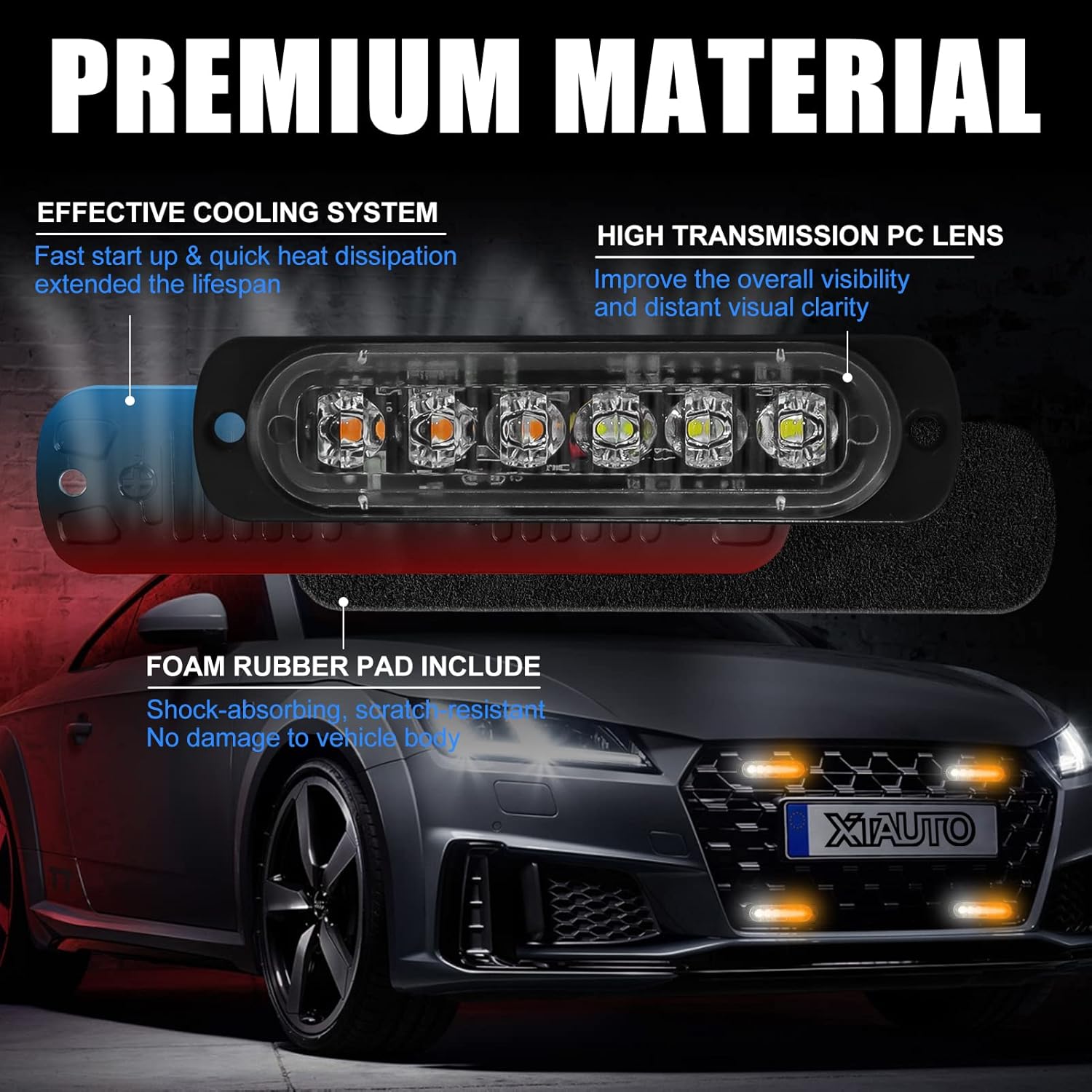 10PCS 6 LED Emergency Strobe Warning Lights Amber White 18 Flash Modes 12V 10PCSL - with | Sold by Uncle Wiener's Wholesale