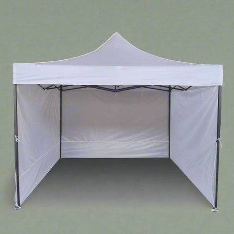 10x10 FT Pop - Up Canopy Tent with 3 Sidewalls – Heavy - Duty Frame & 420D Oxford Fabric | Red, White & Black Options - with Red | Sold by Uncle Wiener's Wholesale