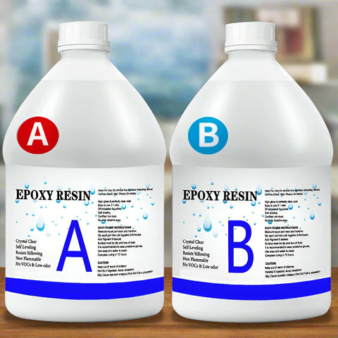 Epoxy resin kit bottles A and B (2 gallon)
Crystal clear epoxy resin for tabletops
Epoxy resin coating for jewelry and art
DIY epoxy resin kit with 1:1 mixing ratio
Resin art and craft epoxy coating bottles