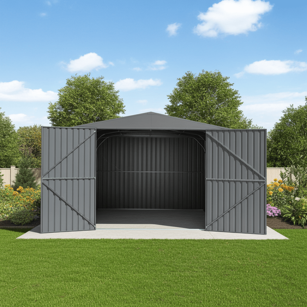 11' x 19' Metal Garage Sheds & Replacement Door Kits - Garden & Landscaping with 11x19 FT Cream Color G1119 | Sold by Uncle Wiener's Wholesale