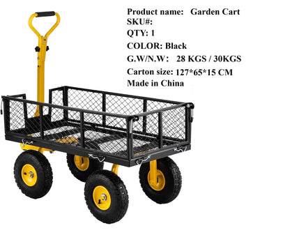 1100 lbs Capacity Garden Cart with Steel Mesh Sides &amp; 15" Pneumatic Tires – GC1380 - with | Sold by Uncle Wiener's Wholesale