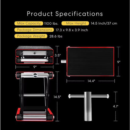 1100 LBS Motorcycle Lift ATV Scissor Jack – Wide Deck Crank Stand | Model 250522A - with | Sold by Uncle Wiener's Wholesale