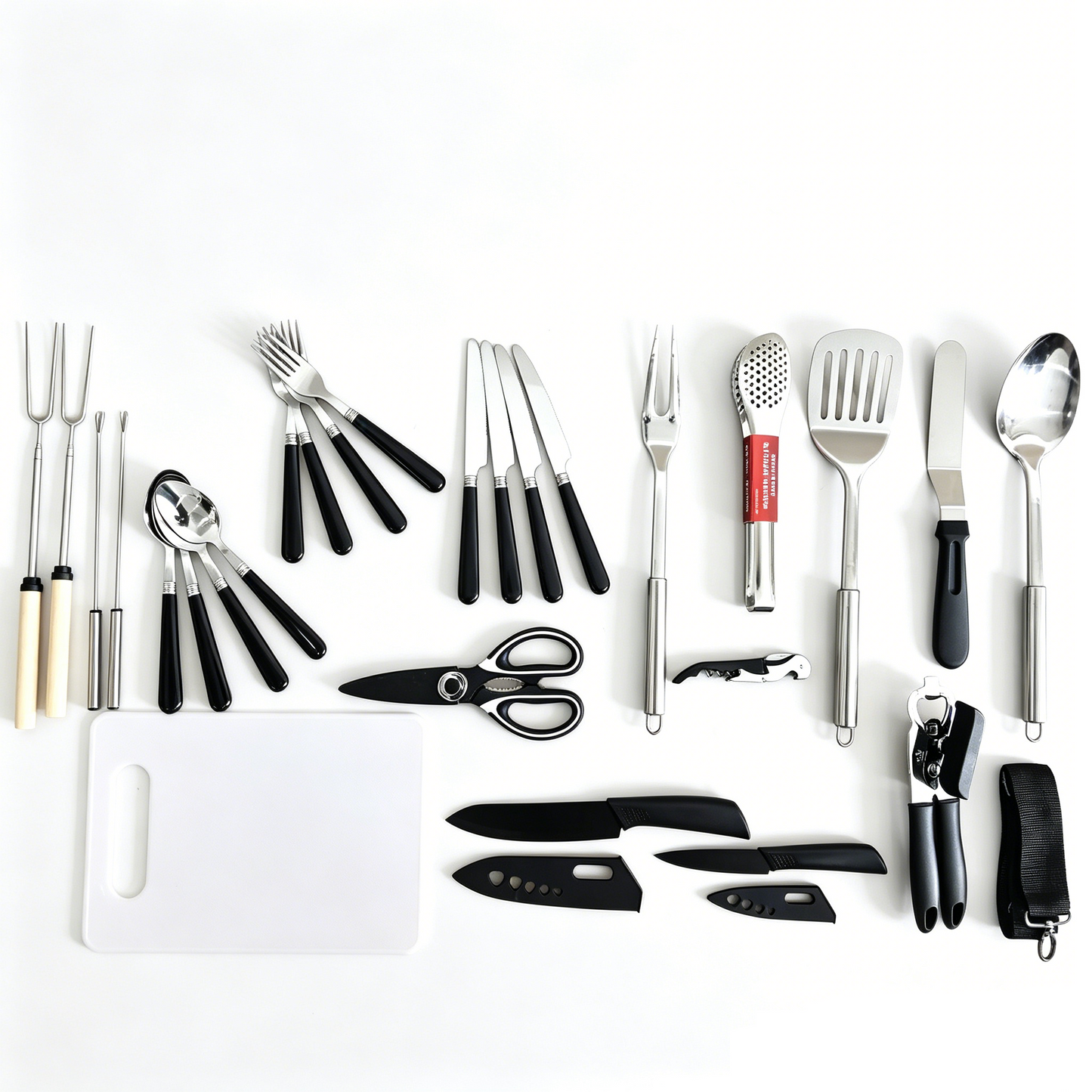 27-Piece Outdoor Tableware &amp; Cooking Utensil Set Portable Camping BBQ Kit W0927