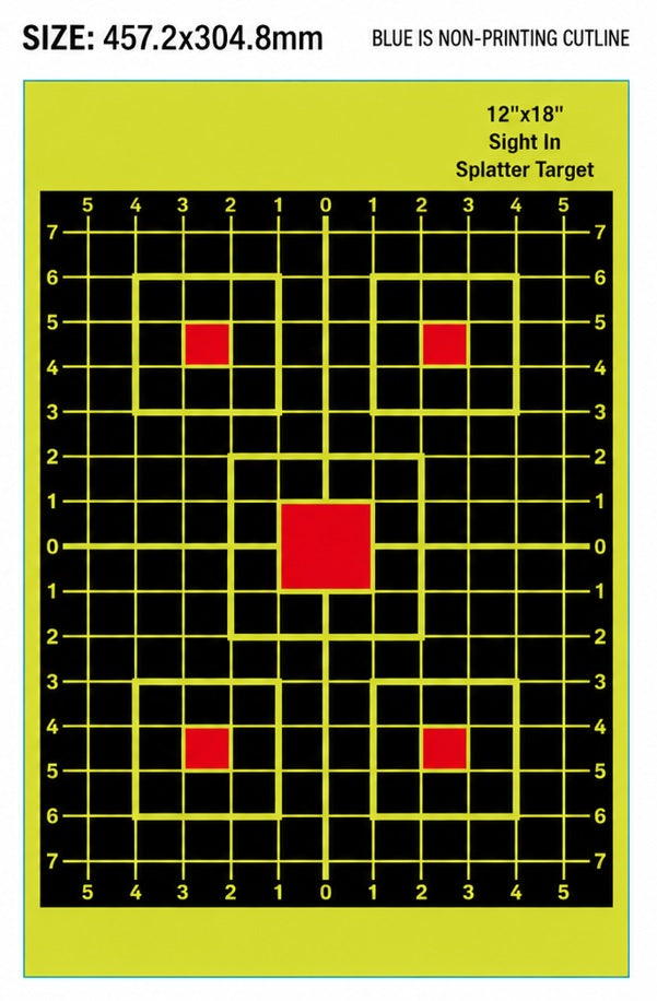 Splatter Shooting Targets 25-Pack High Visibility Reactive Paper Targets 12"x18" & 12"x12" SPTVR
