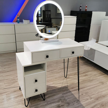 Modern Vanity Desk with LED Mirror & Storage Drawers Makeup Table 113227