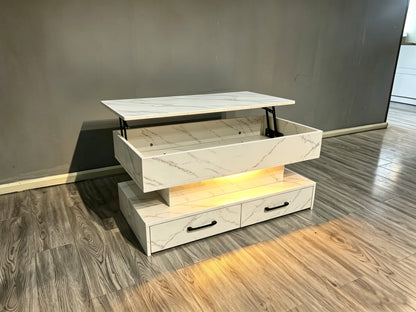 Modern Lift Top RGB LED Coffee Table  Storage Drawers SKU# 113228