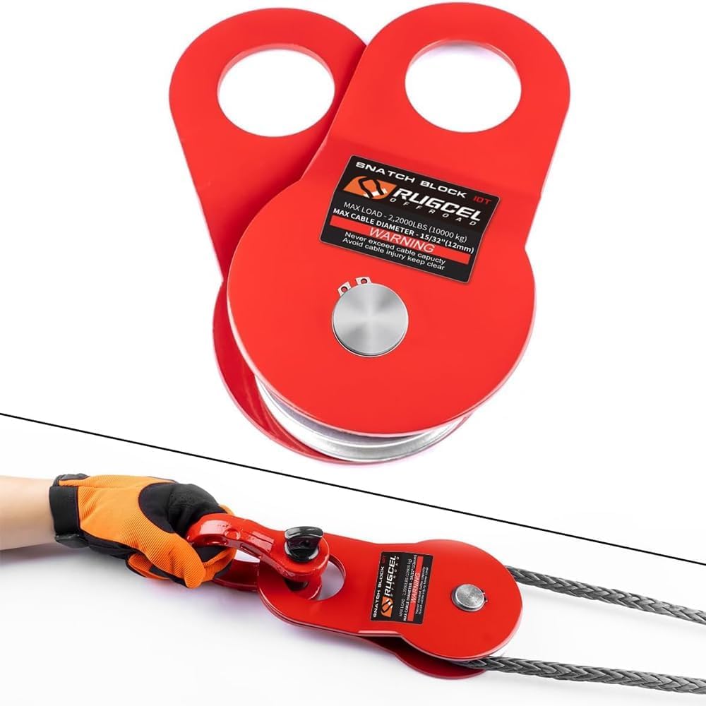10 Ton (22000lb) Heavy Duty Snatch Block Pulley Recovery Winch Red Steel 113235