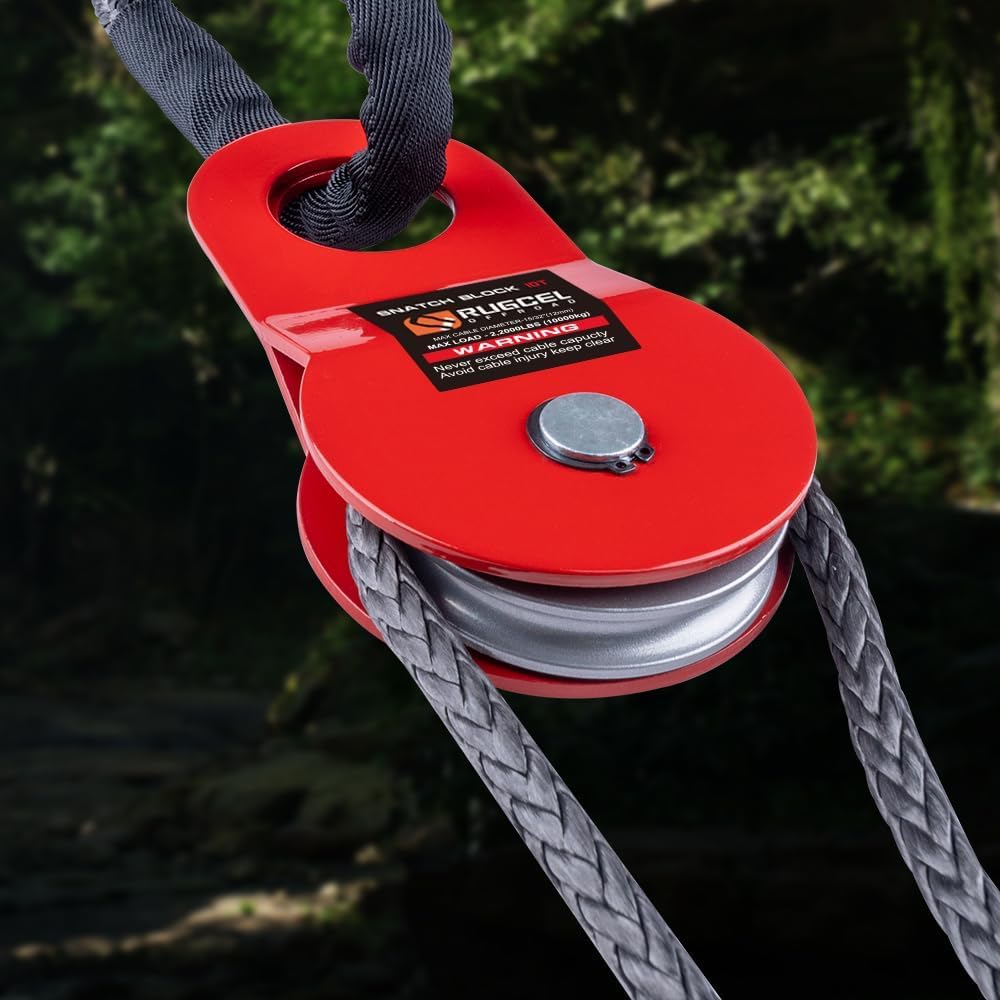 10 Ton (22000lb) Heavy Duty Snatch Block Pulley Recovery Winch Red Steel 113235