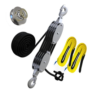 8:1 Rope Hoist Pulley System 300kg (661lb) Heavy Duty Block & Tackle Lift Set 113236