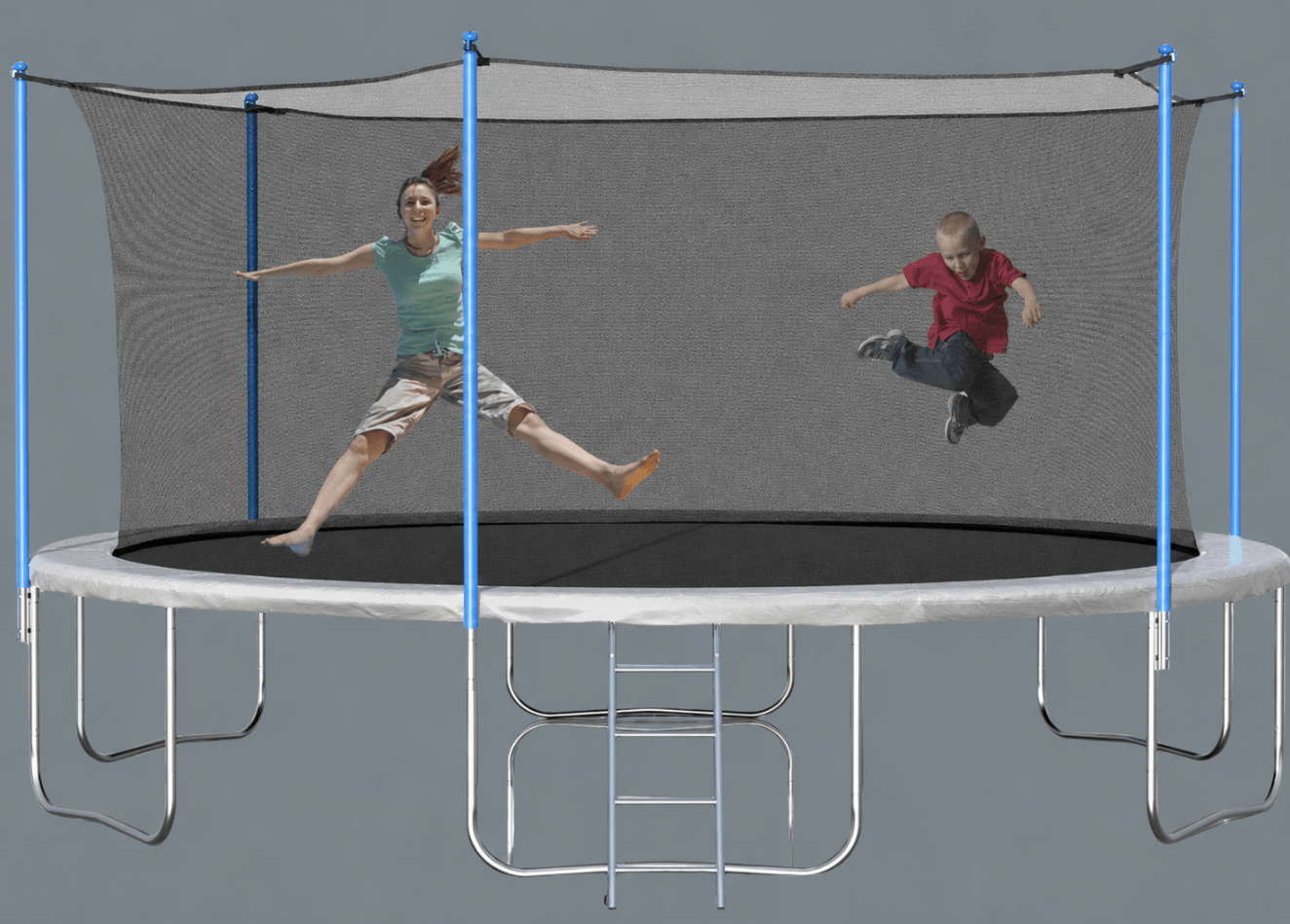 12, 14, 15 Trampolines – Outdoor Family Play Sets with Safety Enclosure & Accessories - General Equipment with 15FT TRAMPOLINE WITH SAFETY NET | Sold by Uncle Wiener's Wholesale
