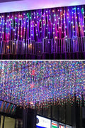 12 FT Hanging Icicle Curtain LED Lights – Outdoor Waterproof String Lights with 8 Modes (Warm White / RGB / Bright White) | 96OLL - with | Sold by Uncle Wiener's Wholesale