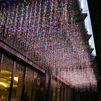 12 FT Hanging Icicle Curtain LED Lights – Outdoor Waterproof String Lights with 8 Modes (Warm White / RGB / Bright White) | 96OLL - with | Sold by Uncle Wiener's Wholesale