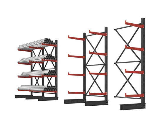 12 Ft Single - Sided Cantilever Rack – 5 - Layer Industrial Racking | SBL1200 Starter & Expansion Bays - with Expansion Bay | Sold by Uncle Wiener's Wholesale