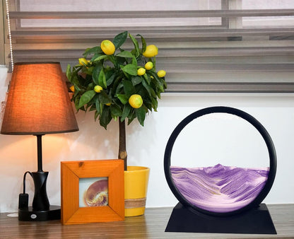 12" Moving Sand Art Picture, Liquid Motion 3D Deep Sea Sandscape with Round Glass Frame Desktop Decor - with Blue Liquid Motion Sand Art | Sold by Uncle Wiener's Wholesale