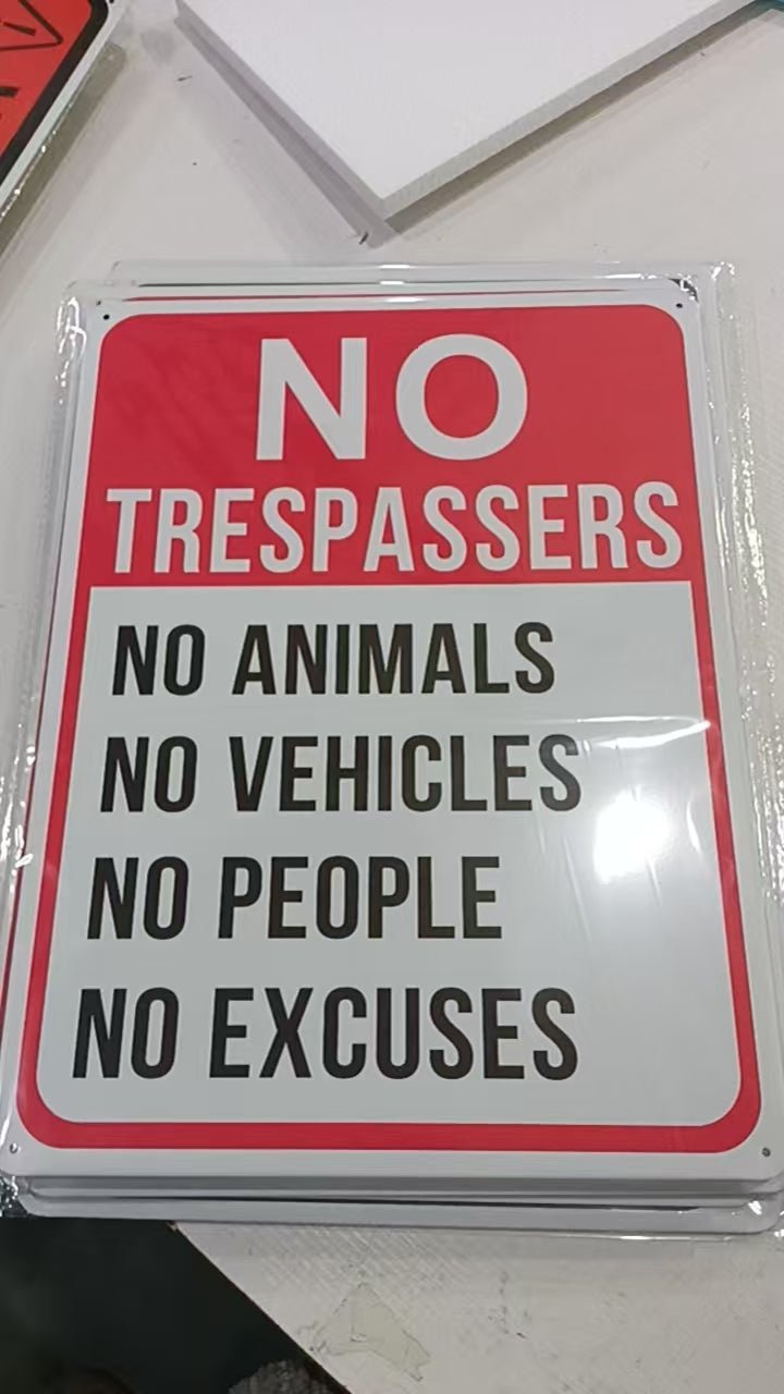 12" x 16" Metal Warning & Novelty Signs Outdoor Tin Wall Signs 91610SET - with No Trespassing Bullet | Sold by Uncle Wiener's Wholesale