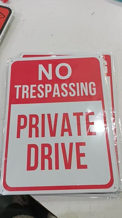 12" x 16" Metal Warning & Novelty Signs Outdoor Tin Wall Signs 91610SET - with No Trespassing Private Drive | Sold by Uncle Wiener's Wholesale