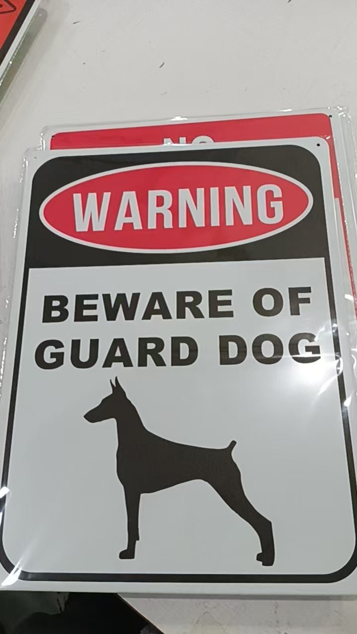 12" x 16" Metal Warning & Novelty Signs Outdoor Tin Wall Signs 91610SET - with Warning Beware Guard Dog | Sold by Uncle Wiener's Wholesale
