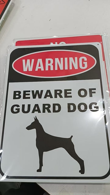 12" x 16" Metal Warning & Novelty Signs Outdoor Tin Wall Signs 91610SET - with Warning Beware Guard Dog | Sold by Uncle Wiener's Wholesale
