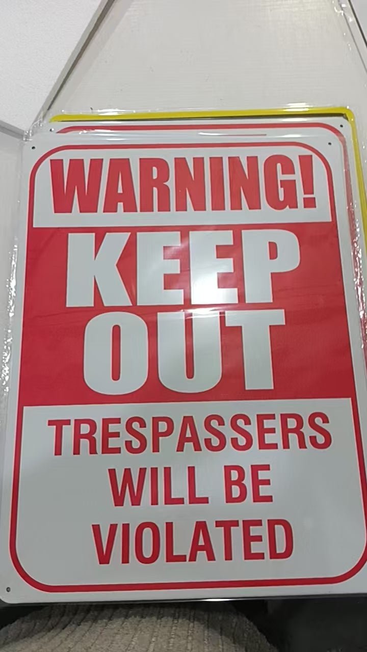 12" x 16" Metal Warning & Novelty Signs Outdoor Tin Wall Signs 91610SET - with Warning Keep Out Trespassers Violated | Sold by Uncle Wiener's Wholesale