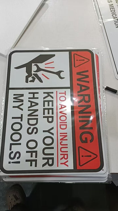 12" x 16" Metal Warning & Novelty Signs Outdoor Tin Wall Signs 91610SET - with Keep Off My Tools | Sold by Uncle Wiener's Wholesale