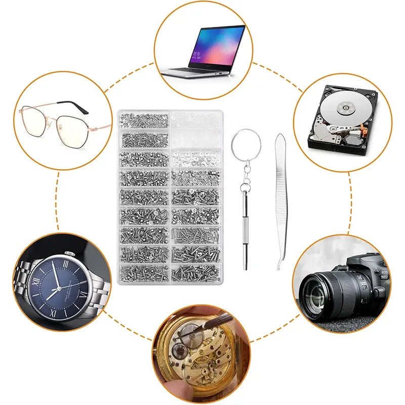1200pcs Eyeglass Glasses Repair Screw and Nose Pad Kit FS010946 - with | Sold by Uncle Wiener's Wholesale