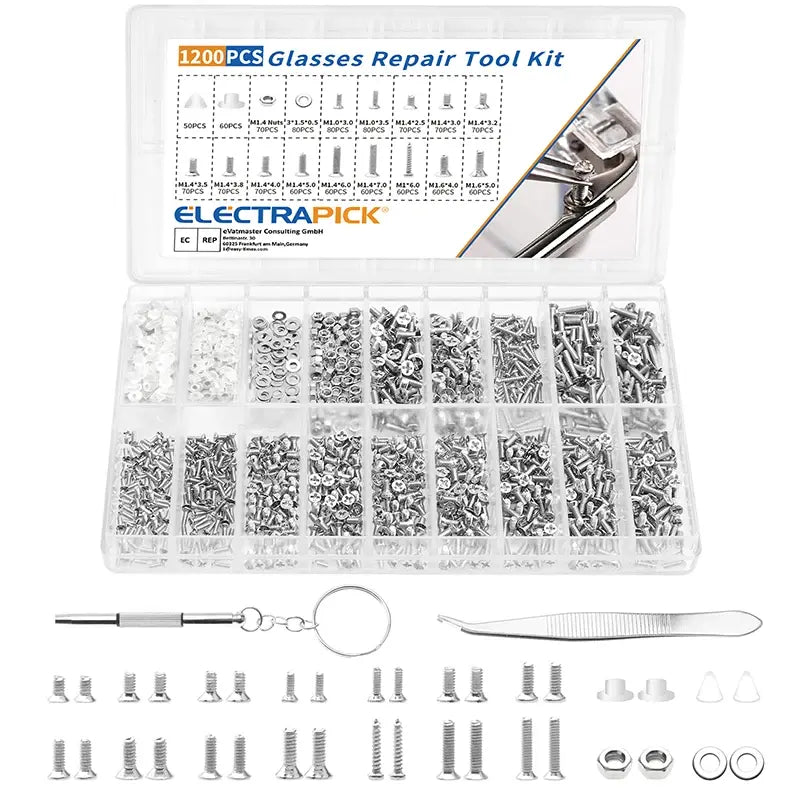 1200pcs Eyeglass Glasses Repair Screw and Nose Pad Kit FS010946 - with | Sold by Uncle Wiener's Wholesale