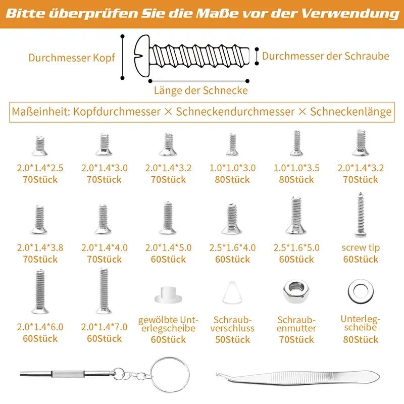 1200pcs Eyeglass Glasses Repair Screw and Nose Pad Kit FS010946 - with | Sold by Uncle Wiener's Wholesale