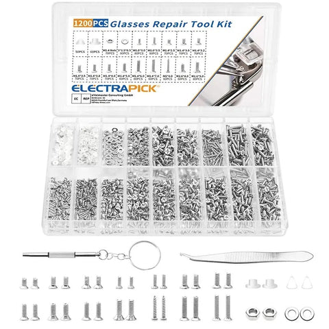 1200pcs Eyeglass Glasses Repair Screw and Nose Pad Kit FS010946 - with | Sold by Uncle Wiener's Wholesale