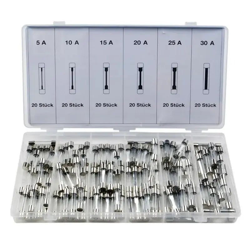 120pcs 6x30mm Fast - Blow Glass Tube Fuse Set for Car and Electronics FS070008 - 14 - with | Sold by Uncle Wiener's Wholesale