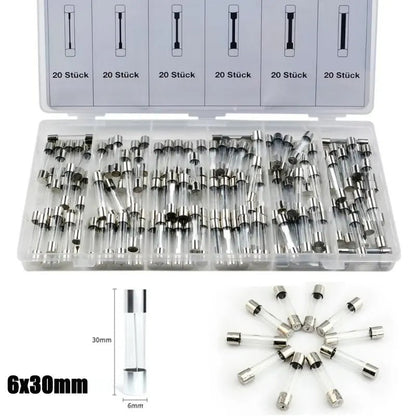 120pcs 6x30mm Fast - Blow Glass Tube Fuse Set for Car and Electronics FS070008 - 14 - with | Sold by Uncle Wiener's Wholesale